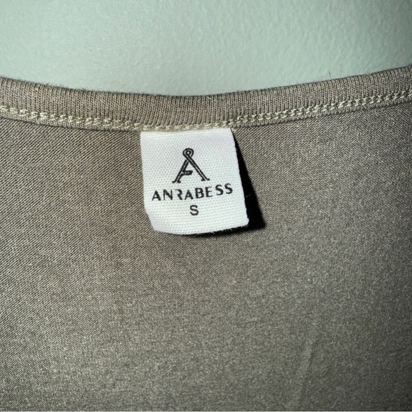 ANRABESS Womens Sage Green Dress Size Small Round Neck Short Sleeve Tiered - Picture 5 of 9